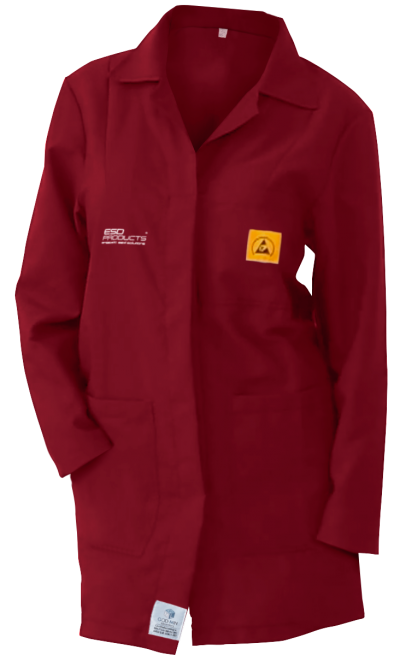 ESD Lab Coat 1/2 Length ESD Smock Burgundy Female XL Antistatic Clothing ESD Garment